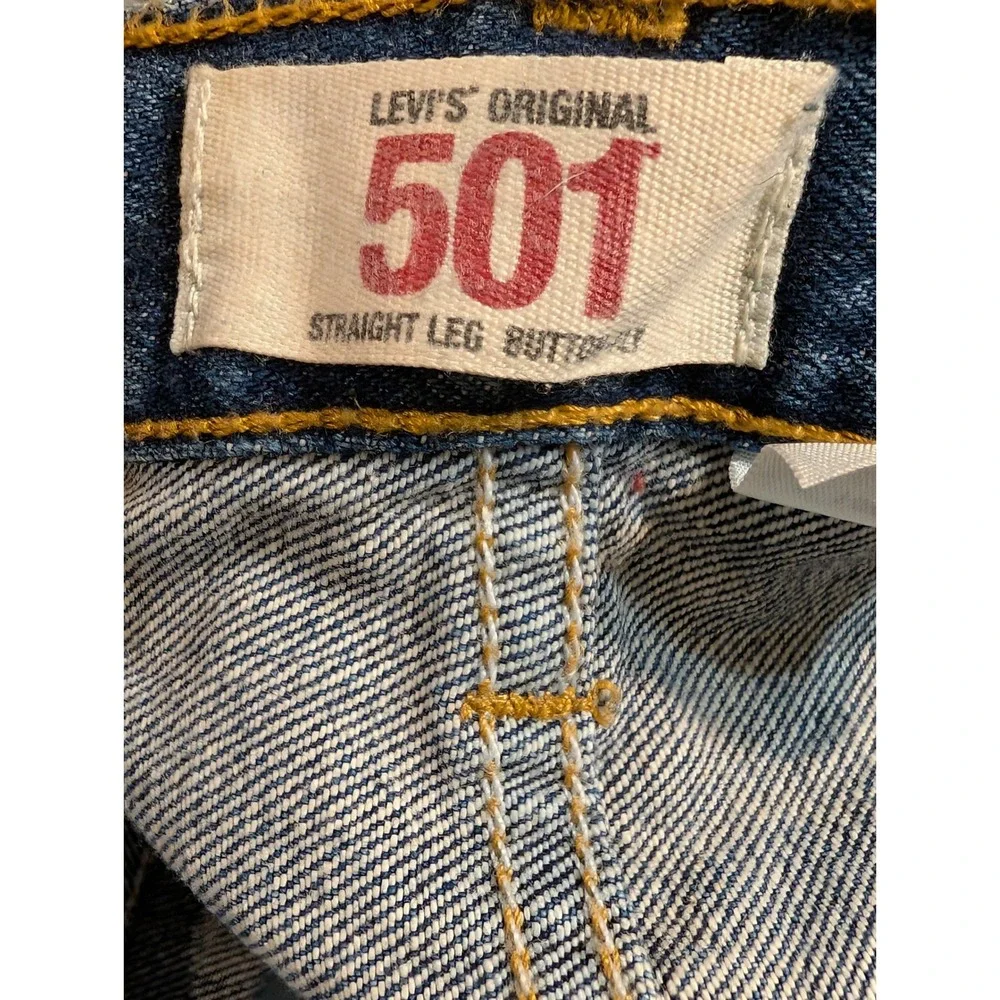 Levis 501 Original Straight Leg Button Fly Blue Denim Jeans Mens W32 L36 Medium